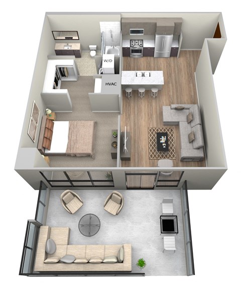 Floor plan for 1 bed, 1 bath, 620 sqft